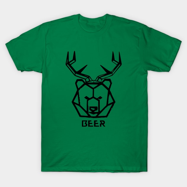 Bear + Deer =  Beer! Funny Hunting Animal Lover Shirts: Cool Beer Gifts T-Shirt by teemaniac